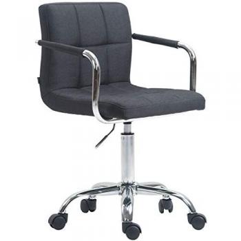 Silla de oficina ergonómica Lucy V2 en tela gris oscuro con respaldo alto, altura ajustable y ruedas de fácil movimiento