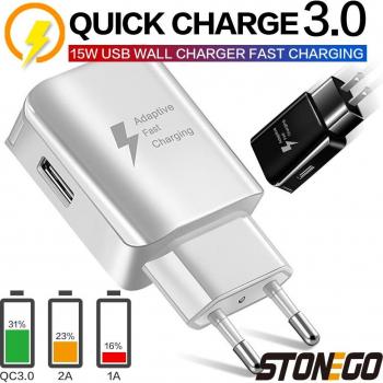 Cargador USB Rápido STONEGO 15W con Adaptador QC 3.0 y Protección Inteligente contra Sobrecorriente