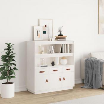 Armario aparador alto blanco 100x40x108,5 cm madera maciza de pino
