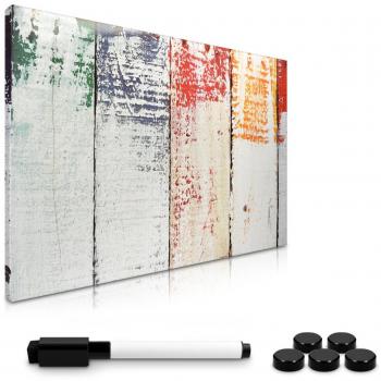 Navaris Tablero de Notas magnético - Tablero de recordatorios 40 x 60 CM Lavable - con diseño de Madera Pintada - Incluye lápiz imanes y Soporte