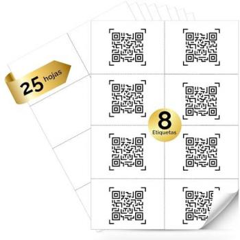 Etiquetas Adhesivas A4 MARCPRINT - Pack de 25 Hojas, Compatibles con Impresoras de Láser y Tinta, Papel Autoadhesivo para Imprimir