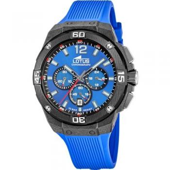 Reloj Lotus Hombre 18975/1 Cronógrafo Azul Correa de Caucho y Caja de Fibra de Carbono Negra
