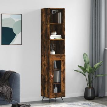 Aparador de madera contrachapada roble ahumado 34,5x34x180 cm Marrón
