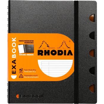 Exabook A5+ - Rhodia 132576C - Lineas horizontales (8mm) y casilla en la parte superior para titulos - Negro