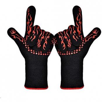 TTLIFE Guantes resistentes al calor manoplas de cocina de barbacoa parrilla horno soporta hasta 932 °F guantes resistentes al calor extremo Guantes de cocina al aire libre
