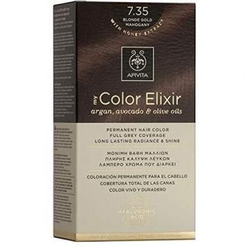 Apivita My Color Elixir 7.35 Blonde Gold Mahogany Hair Color, ammonia-free, permanent color, 1 cap