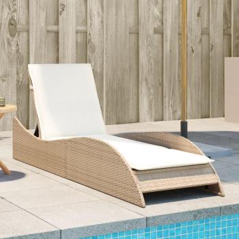 Cama solar con almohada beige 60x205x73 cm en polyrattan