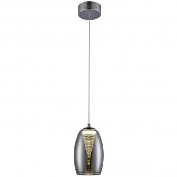 Lámpara Colgante LED Metropolis 1 Llama, 5W, 500lm, Calidez 3000K, Ajustable en Altura, Acabado Cromado y Vidrio Ahumado