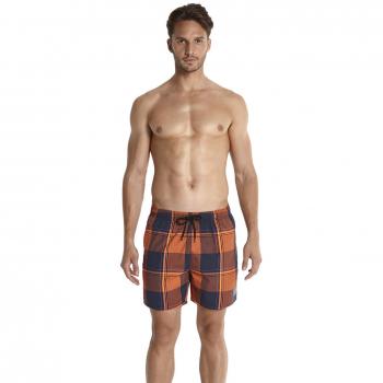 Speedo Check Leisure YD – Bañador para Hombre, Hombre, Yd Check Leisure 16 Short De Bain Homme, Bleu Marine/Peel/Orange Fluo/Deep Peri, S