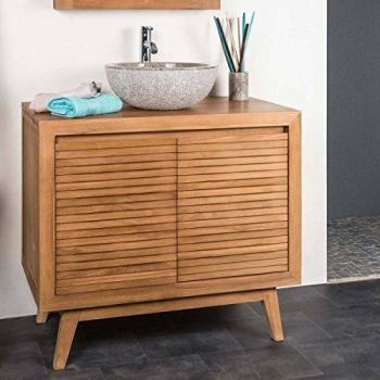 Mueble para cuarto de baño de teca Vintage 90 - Marrón - Wanda Collection