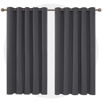 Deconovo Opaca Cortina Térmica Aislante y Ruido Reducción con Ojales 2 Piezas 168 x 138 cm Gris Oscuro
