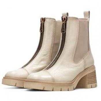Botín HISPANITAS Everest Hi243636 Beige con tacón bloque, modelo Milk, talla 39