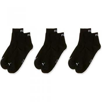 Puma Unisex Quarter Socks 3-Pack - Black
