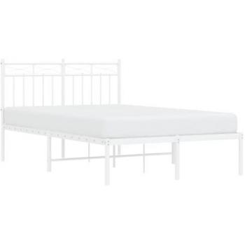 Estructura de cama de metal con cabecero blanca 120x190 cm Vidaxl Blancosomier sin colchón, armazón para dormitorio, diseño moderno y elegante