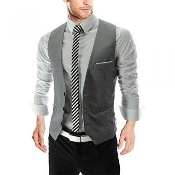 LIANIHK Clásico Waistcoat Chaleco Hombre Blazers Sin Mangas 4 Colores