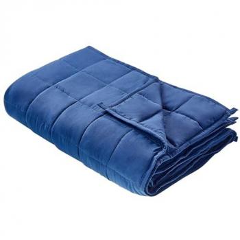 Manta Pesada Rectangular 8 kg Azul Marino 135 x 200 cm Tejido de Poliéster Acolchado Relleno de Perlas de Vidrio