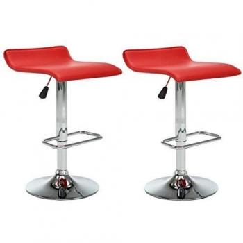 vidaXL 2X Taburetes Bar Cuero Artificial Rojo Sillas Asiento Cocina Comedor