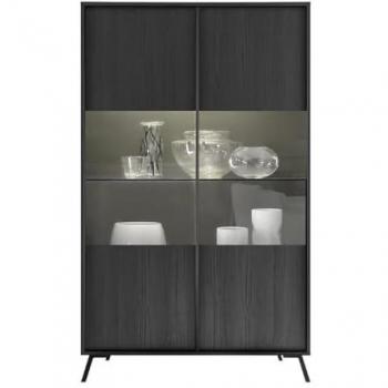 Vitrina de 2 puertas City - Altura 174 cm, color negro, fabricación italiana, medidas 104 x 174 x 40 cm