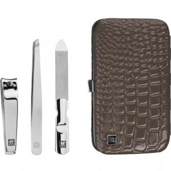 Estuche de Manicura Zwilling de Piel Taupe, 3 Piezas (Incluye Pinza Diagonal, Lima Zafiro y Cortaúñas)