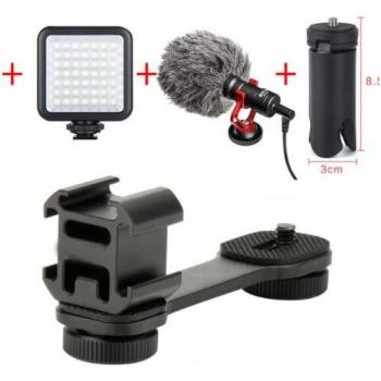 Adaptador de Micrófono y Soporte de Luz para Cardán Zhiyun Smooth 4 y DJI Osmo Mobile 3 con 4 Accesorios de Montaje