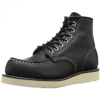 Red Wing 6 Moc Toe Lace-Up Boots for Men - Black, UK Size 8.5