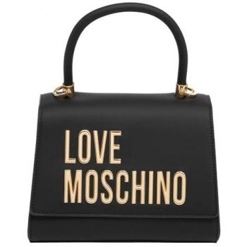 Love Moschino Black Eco-Leather Handbag with Golden Lettering, Women's Size: One Size