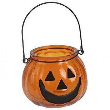 Portavelas calabaza halloween cristal 9x8cm