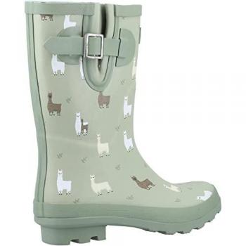 Cotswold Farmyard Mid Green Cotton Wellington Boots for Women - Size UK 7