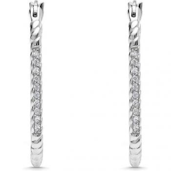 Pendientes criollas de plata con forma rectangular con circonitas blancas
