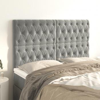 Cabeceros de terciopelo gris claro 4 unidades 72x7x78/88 cm