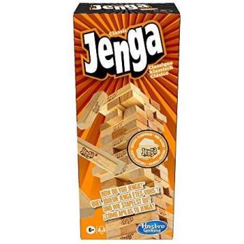 Hasbro Gaming Juego Classic Jenga con bloques de madera auténticos, juego de torre apilable para niños a partir de 6 años