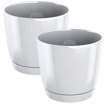 2x Maceta Redonda de Plástico Coubi P en Color Blanco 21x21x19.3 cm
