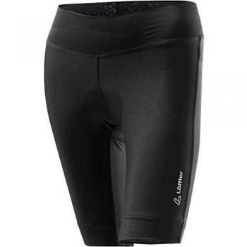 Mallas Cortas de Ciclismo Löffler Tour para Mujer - Secado Rápido, Color Negro, Talla 46
