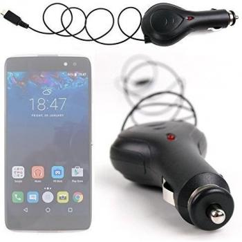 DURAGADGET Cargador Para Mechero Del Coche Para Alcatel Idol 4 / 4S / Pop 4 / 4S / 4 Plus - Conexión MicroUSB Y Luz LED Indicador De Carga - 5V 1A