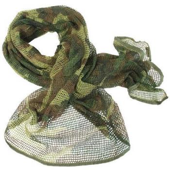 Bufanda de malla woodland Parabellum 50091, escarfe de red en color woodland, material liviano y transpirable, diseño camuflaje, ideal para actividades al aire libre