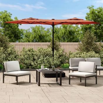 Sombrilla doble cabeza con luces LED terracota 316x240 cm