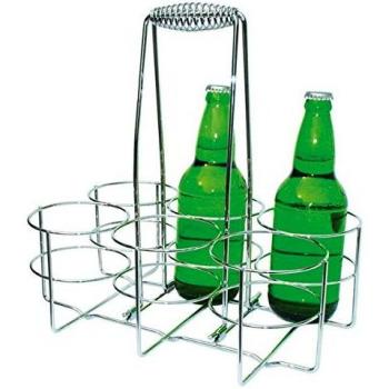 Portabotellas APS, portabotellas, contenedor para 6 Botellas, Anillo Ø 9,5 cm, 21,5 x 32 cm, Altura 33 cm, de Metal Cromado