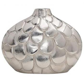 Jarrón de metal plateado Timgad 26 cm, florero mesa accesorio decorativo moderno