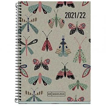 Miquelrius - Agenda Escolar 2021-2022, Tamaño Unico, Activa 11.7 x 17.4 cm, Día Página, Recycled Butterfly, Idioma Español