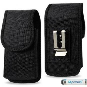 Huawei Ascend G6 4 G Vertical color negro con Clip de Metal resistente lona y cinturón. Ideal para senderismo, Camping, y exterior valina