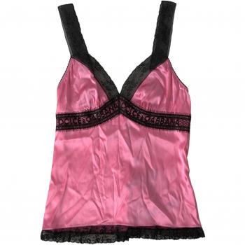 Dolce & Gabbana Pink Lace Silk Sleepwear Camisole Top Underwear - IT1 | XS