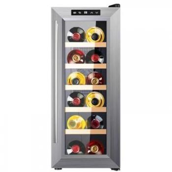 Vinoteca Cecotec Bolero GrandSommelier 1270 CoolWood - Bodega para 12 Botellas, Enfriamiento Termoeléctrico, Temperatura Regulable y Luz LED Interior, Diseño en Madera e Inox