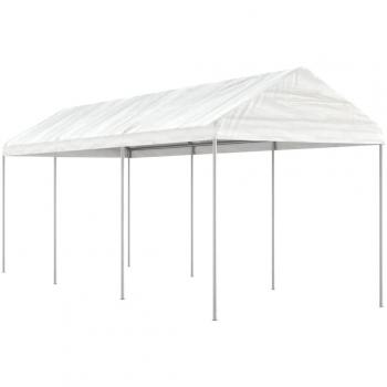 Cenador con techo de polietileno blanco 6,69x2,28x2,69 m