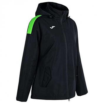 Anorak mujer Joma Trivor negro verde flúor, unisex-adult, características: impermeable, transpirable, ligero, con capucha ajustable y bolsillos laterales