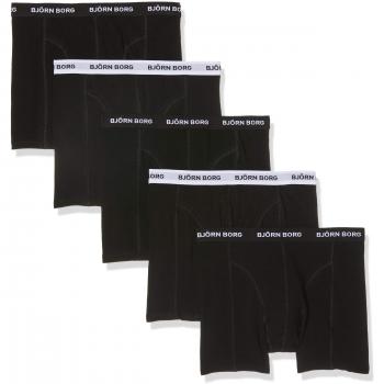 Bjorn Borg Mens Solid 5 Pack Boxers - Black Beauty - S