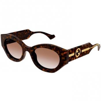 Gucci Bold Geometric Oval Sunglasses, Brown Unisex, Size: 52 MM