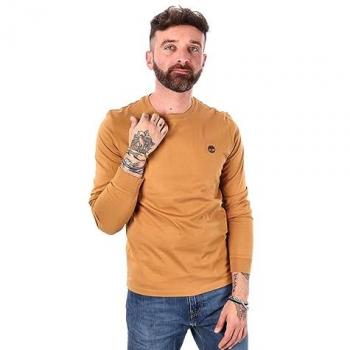 Camiseta de Hombre Timberland Dunstan River de Manga Larga Lisa Color Amarillo XL, Casual, Algodón