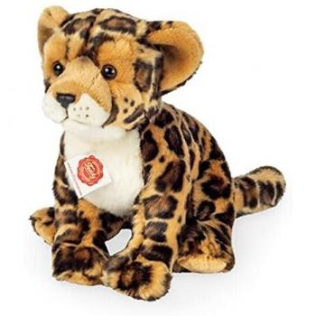 Hermann Teddy- Leopardo Sentado Peluche, Color marrón y Negro