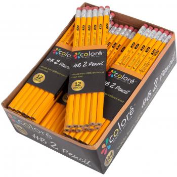colore # 2 Lápices con goma de borrar Tops - HB - Lápiz de Grafito/No 2 Amarillo Madera Gran Escuela Suministros de arte para escribir, dibujar & dibujo - Apto para niños y adultos - 144 Hilos 144 Count