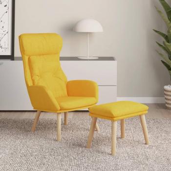 Poltrona de Relaxamento Dia e Noite com Banco de Tecido Amarelo Mostarda